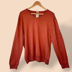 Article 365 V-Neck Sweater Cotton Cashmere Blend Washable Soft Orange Size‎ XL